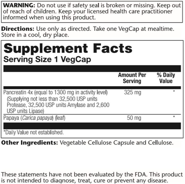 Solaray - Pancreatin 1300, Digestive Enzyme Blend, 90 Capsules, 1300mg