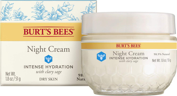 Burt's Bees Intense Hydration Night Cream, Moisturizing Night Lotion, 1.8 Oz (Package May Vary)