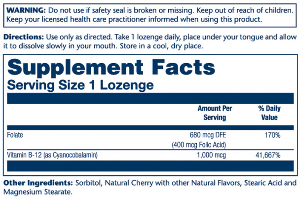 Solaray - Vitamin B-12, 1000 mcg, 90 Cherry Lozenges