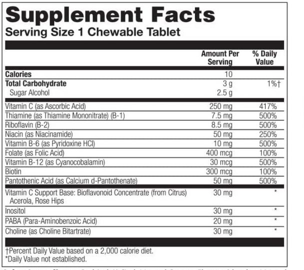 Solaray - Vitamin B-Complex, Natural Orange Flavor, 250 mg, 50 Counts