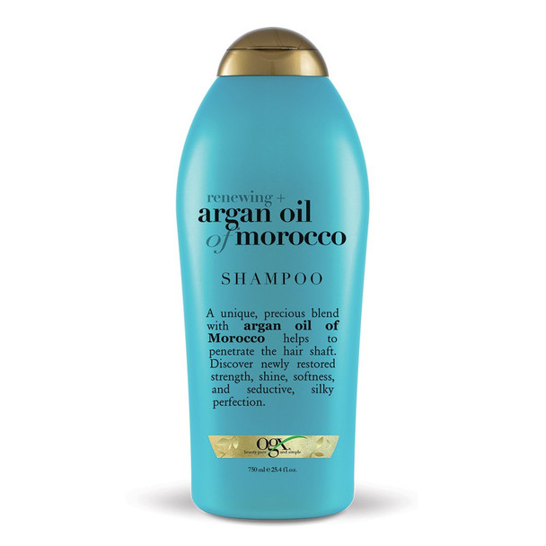 OGX Renewing + Argan Oil of Morocco Hydrating Hair Shampoo, Cold-Pressed Argan Oil to Help Moisturize, Soften & Strengthen Hair, Paraben-Free with Sulfate-Free Surfactants, 25.4 fl oz