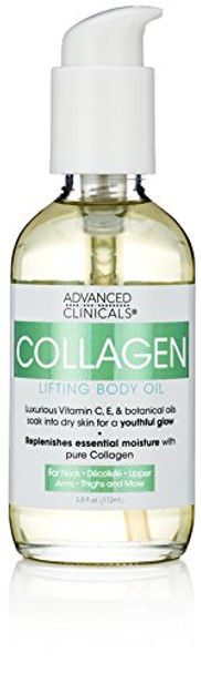 Advanced Clinicals Collagen Lifting Body Oil with Vitamin C, Vitamin E fo neck, decollete, upper arms, thighs 3.8 fl.oz. (112ml)