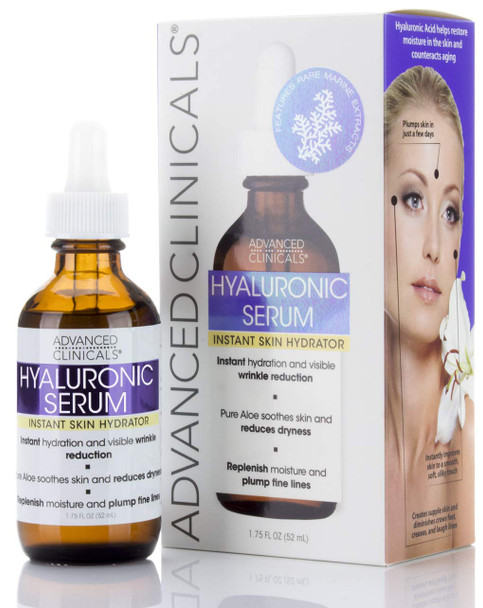 Advanced Clinicals Hyaluronic Acid Face Serum. Anti-aging Face Serum- Instant Skin Hydrator, Plump Fine Lines, Wrinkle Reduction. (1.75 Fl Oz)