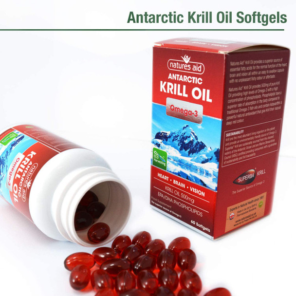 Natures Aid 500mg Krill Oil Capsules - Pack of 60 Capsules