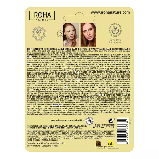 Iroha Nature TISSUE MASK brightening vitamin C + HA Face mask