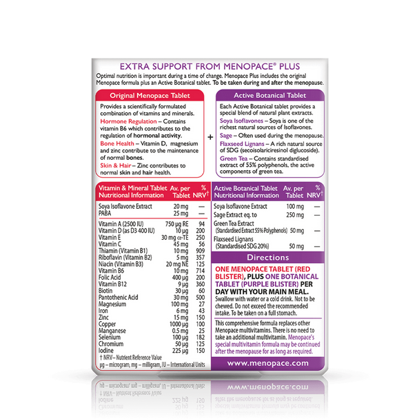 Vitabiotics Menopace Plus FOR Menopause Hormonal Activity 56 TABS