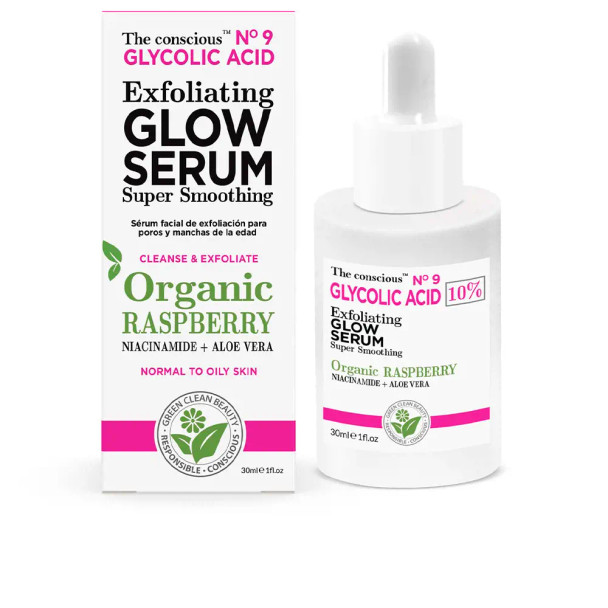 The Conscious GLYCOLIC ACID exfoliating glow serum organic raspberry Anti aging cream & anti wrinkle treatment