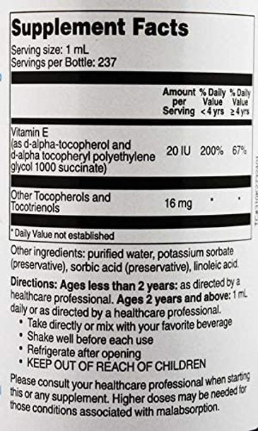 A C Grace Company Aqua-E Water-Soluble Vitamin E with Tocopherols Tocotrienols 8 fl oz 237 ml