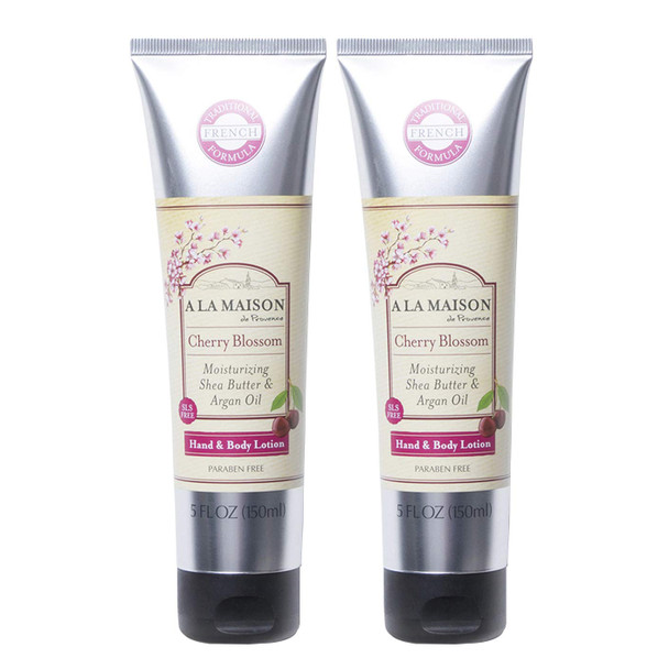 A LA MAISON Cherry Blossom Lotion for Dry Skin - Natural Hand and Body Lotion (2 Pack, 5 oz Bottle)