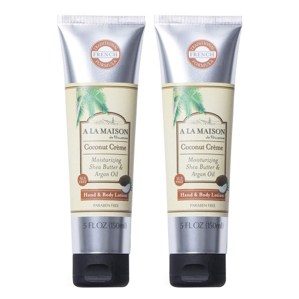 A LA MAISON Coconut Creme Lotion for Dry Skin - Natural Hand and Body Lotion (2 Pack, 5 oz Bottle)