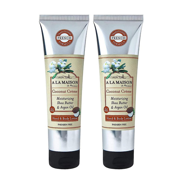 A LA MAISON Coconut Creme Lotion for Dry Skin - Natural Hand and Body Lotion (2 Pack, 8 oz Bottle)