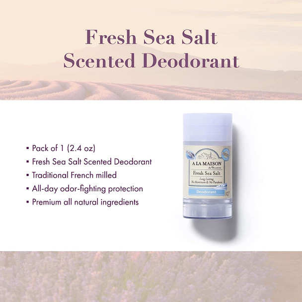 A La Maison Fresh Sea Salt Aluminum Free Deodorant for Women and Men - Natural Deodorant (1 Stick Pack)