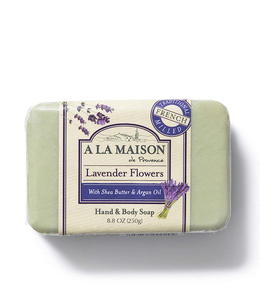 A LA MAISON Lavender Flower Bar Soap - Triple French Milled Natural Moisturizing Hand Soap Bar (3 Bars of Soap, 8.8 oz)