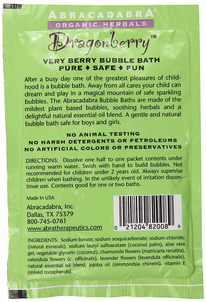 Abracadabra Organic Herbals Bubble Bath, Dragonberry Very Berry, 2.5 Ounce