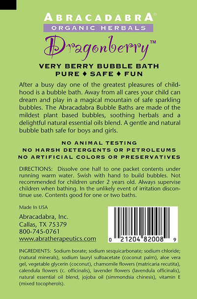 ABRACADABRA Organic Herbals Dragonberry Very Berry Children's Bubble Bath (3-pack, 2.5oz. each)