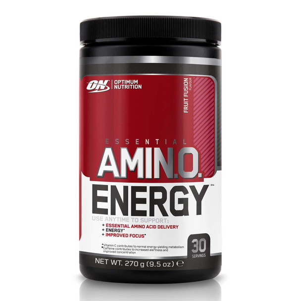 Optimum Nutrition Amino Energy Pre Workout Powder, Energy Drink With Beta Alanine, Vitamin C, Caffeine And Amino Acids, Fruit Fusion, 30 Servings, 270 G, Packaging May Vary