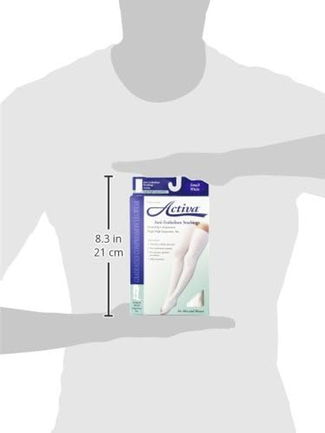 Activa Anti-EMB 18 mmHg Thigh High Inspection Toe Stockings, White, Small