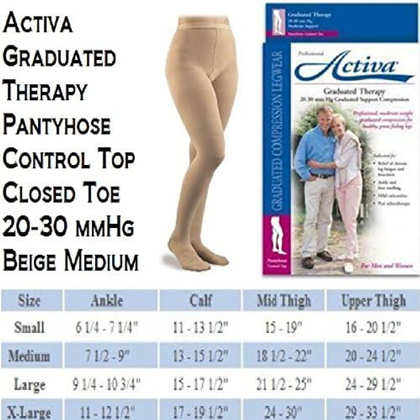 Activa Graduated Therapy Pantyhose 20-30 mmHg Medium Beige