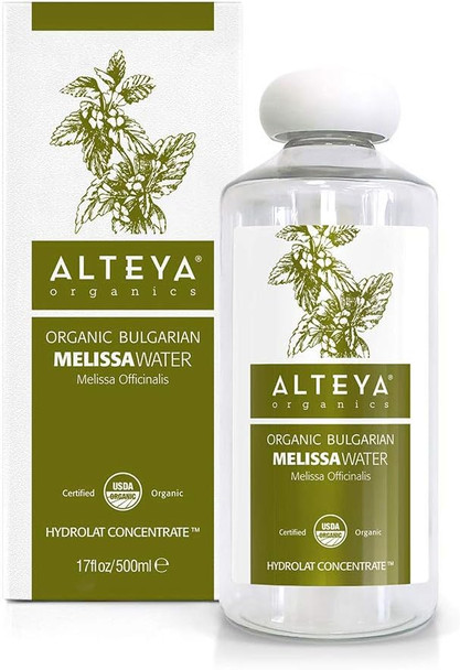 Alteya Organic Melissa Water 500ml - 100% USDA Certified Organic Pure Natural Floral Water Steam-Distilled from Fresh Hand Picked Melissa Officinalis Leaves