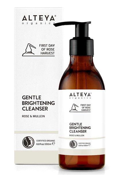 Alteya Organics Gentle Brightening Cleanser Certified Organic Skin Care 6.8 Fl Oz/200 mL Rose & Mullein Award-Winning Face Wash