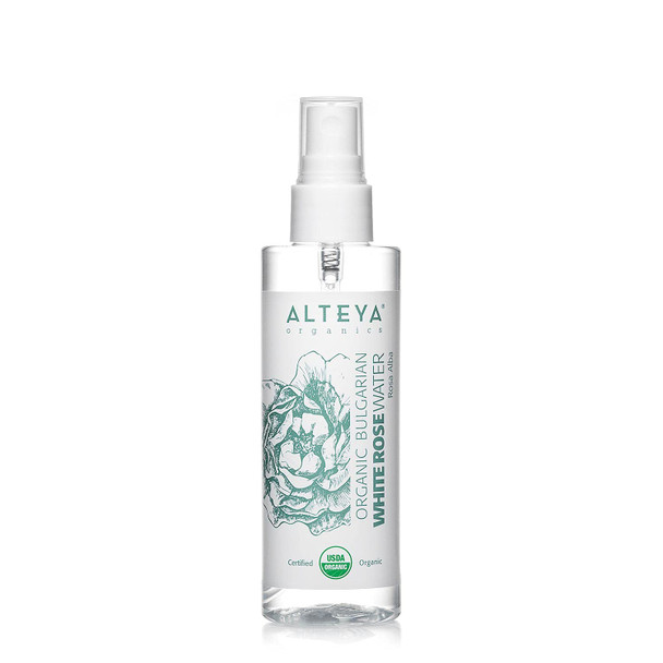 Alteya Organics White Rose Water USDA Certified Organic Facial Toner, 3.4 Fl Oz/100mL Pure Bulgarian Rosa Alba Flower Water, Award-Winning Moisturizer BPA-Free Spray Bottle