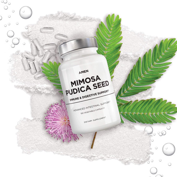 Amen Organic Mimosa Pudica Seeds Capsules, 2 Month Supply, Vegan Mimosa Pudica Seed Plant Supplement - Mimosine Sensitive Plant Pills - Fat Soluble Dietary Supplement - Non-GMO & Vegan - 120 Capsules