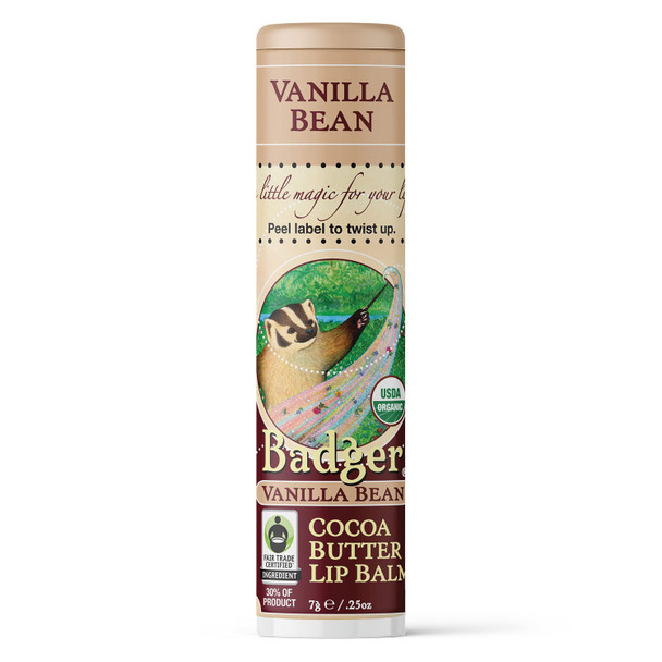 Badger - Cocoa Butter Lip Balm, Creamy Cocoa, Certified Organic Lip Balm, Fair Trade, Natural Lip Balm, Lip Butter, Lip Balm Cocoa Butter, Cocoa Care Lip Balm, 0.25 oz