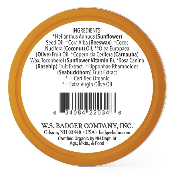 Badger - Unscented Lip Butter, Moisturizing Organic Coconut Oil, Beeswax, Sunflower & Olive Oil