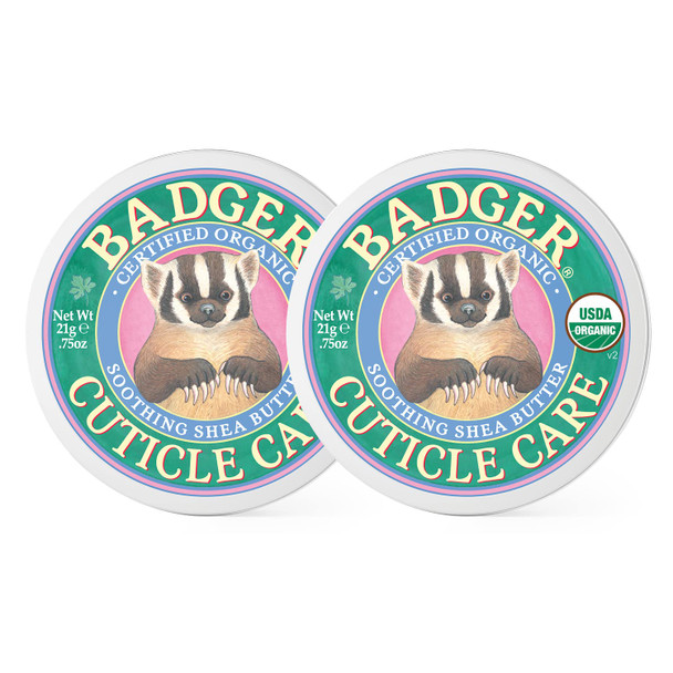 Badger Organic Cuticle Care Balm - Natural Nail Care Cream with Shea Butter, Vitamin-Rich Seabuckthorn Extract Helps Strengthen, Soothe & Restore Dry & Splitting Cuticles  Light Citrus Scent - .75oz (2 Pack)