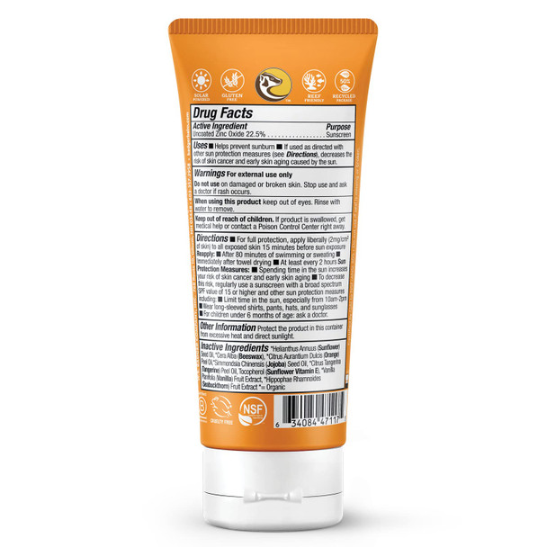 Badger SPF 40 Kids Mineral Sunscreen Cream - Reef-Friendly Broad-Spectrum Water-Resistant Kids Sunscreen with Zinc Oxide - Tangerine and Vanilla, 2.9 oz