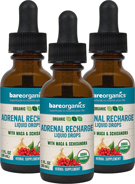 BareOrganics Adrenal Recharge Liquid Drops (3 Pack)