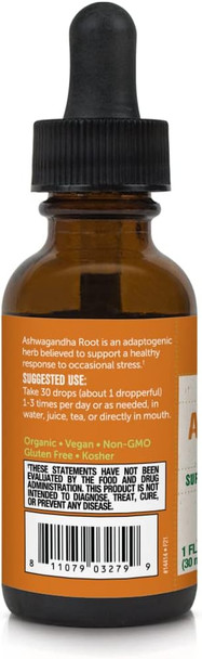 BareOrganics Ashandha Root Liquid Drops, Herbal Supplement, Organic Stress Relief Drops