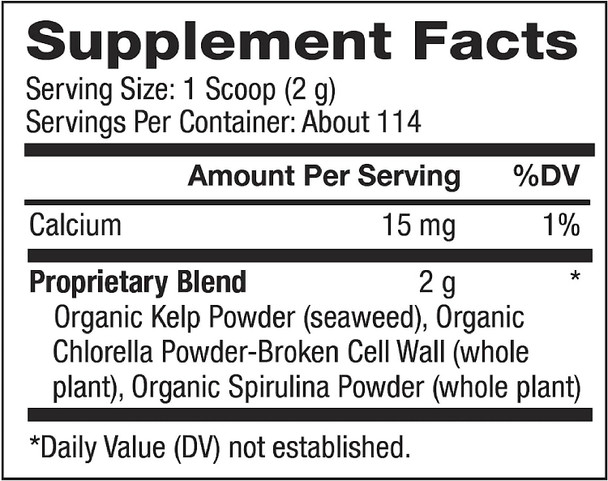 BareOrganics Marine Super Greens Powder | USDA Organic, Gluten-Free, Vegan, Non-GMO, BPA-Free | Kelp, Chlorella, Spirulina, 8oz