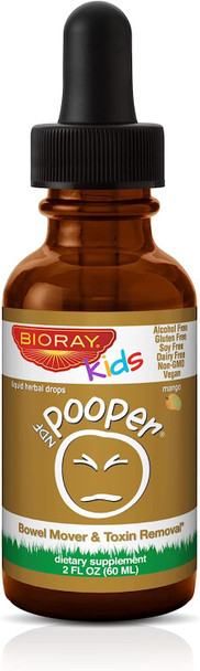 BIORAY Kids NDF Pooper, Mango - 2 fl oz - Gently Clears Accumulation & Alleviates Bowel-Related Stomach Discomfort - Non-GMO, Vegetarian, Gluten Free - 1-2 Month Supply