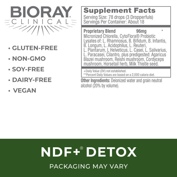 BIORAY Professional NDF Plus - 1 fl oz - Naturally Removes Toxins from The Body - Non-GMO, Vegetarian, Gluten Free