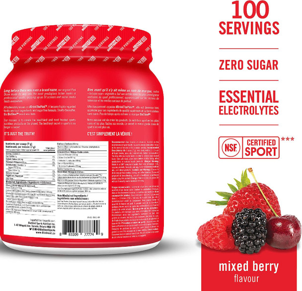 BIOSTEEL Hydration Mix - Sugar Free, Essential Electrolyte Sports Drink Powder - Mixed Berry - 100 Servings