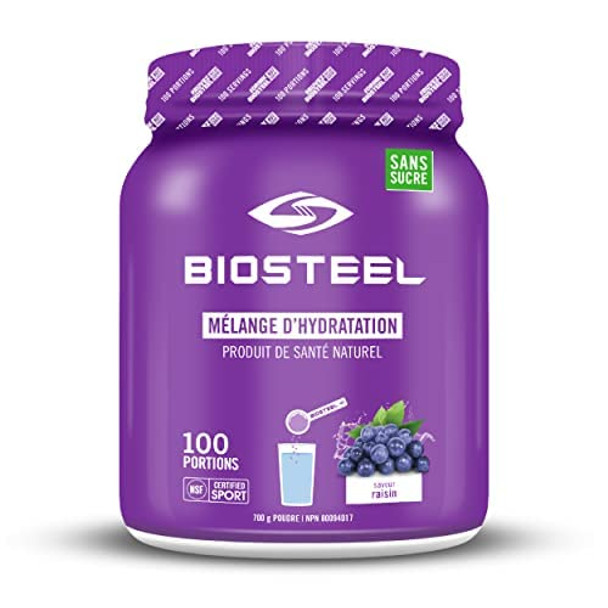 BioSteel Hydration Mix, Sugar-Free with Essential Electrolytes, Grape, 100 Servings