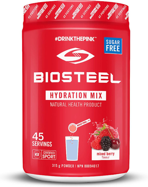 BioSteel Hydration Mix, Sugar-Free with Essential Electrolytes, Mixed Berry, 45 Servings