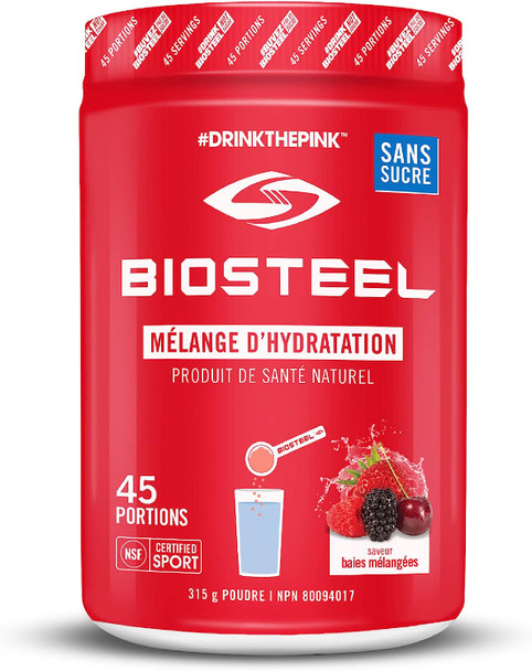 BioSteel Hydration Mix, Sugar-Free with Essential Electrolytes, Mixed Berry, 45 Servings