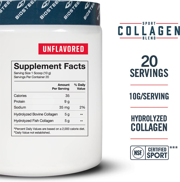 BioSteel Stackables Sport Collagen Blend, Hydrolyzed Collagen Non-GMO Formula, 20 Servings