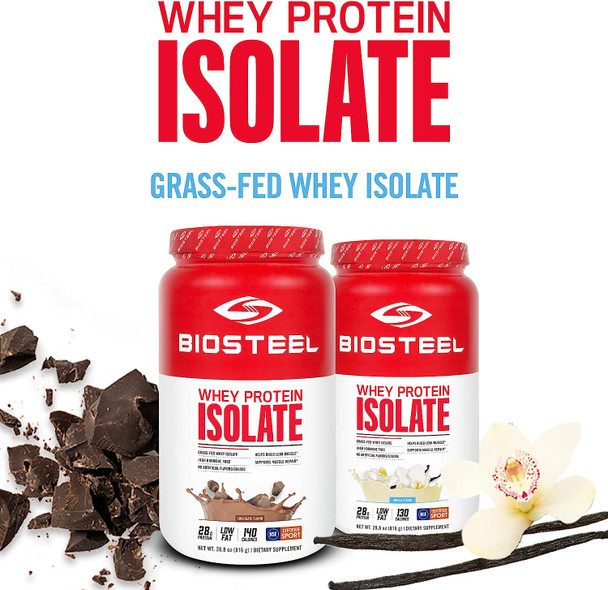 BioSteel Whey Protein Isolate Powder Supplement, Grass-Fed and Non-GMO Post Workout Formula, Vanilla, 24 Servings
