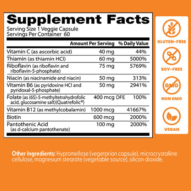 Doctor's Best Fully Active B-Complex with Quatrefolic 60 vcaps