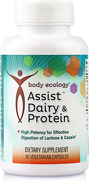 Body Ecology Assist Dairy & Protein | High Potency Supplements for Effective Digestion of Lactose & Casein | Supports Healthy Digestion | 90 Capsules