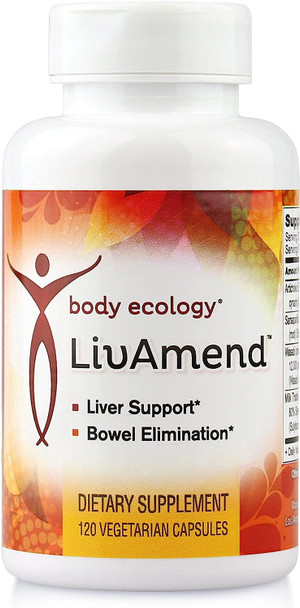 Body Ecology LivAmend | Liver Supplement with Milk Thistle & Artichoke | Supports Healthy Liver & Improves Bowel Elimination | 120 Veg Capsules