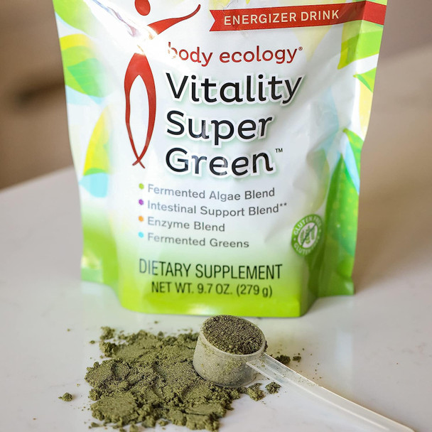 Body Ecology Vitality SuperGreen | Non-GMO Organic Superfood Powder with Spirulina, Alfalfa, Chorella, & More | Boosts Energy, Immunity & Health | 30 Servings