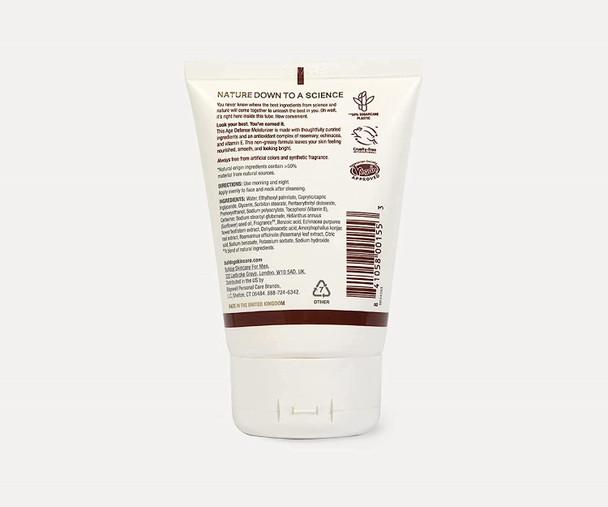 Bulldog Mens Skincare and Grooming Age Defense, Moisturizer Fragrance Free 3.3 Fl Oz