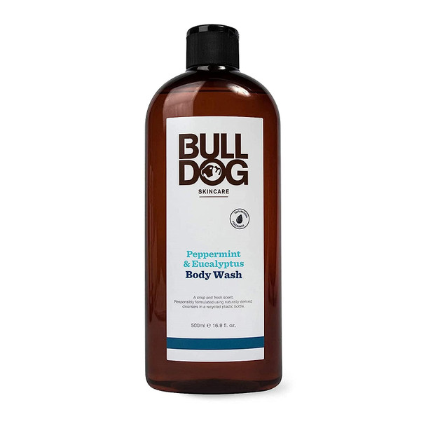 Bulldog Mens Skincare and Grooming Body Wash, Peppermint and Eucalyptus, 16.9 Fl Oz