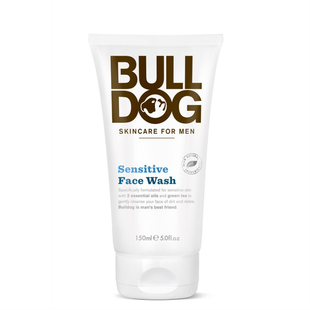 Bulldog Skincare Sensitive Face Wash and Moisturizer For Men With 2 Essential Oils, Green Tea, Green Algae, Konjac Mannan and Vitamin E, 5 and 3.3 fl. oz. each
