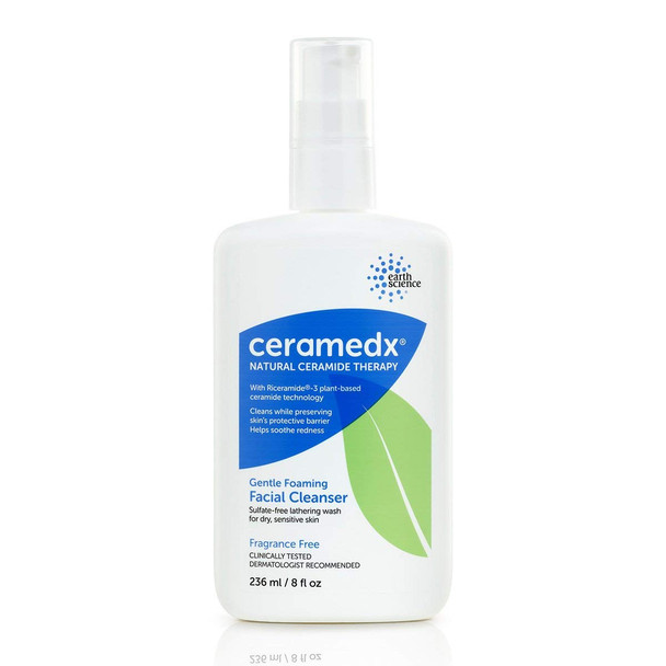 Ceramedx  Gentle Foaming Facial Cleanser | Natural Ceramide Cleanser for Dry, Sensitive Skin | Cruelty Free, Vegan & Fragrance Free | 8 fl oz