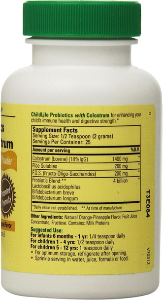 Child Life Colostrum with Probiotics Powder, 1.7 Ounce, (Pack of 12)